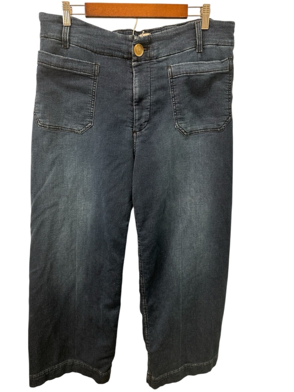 Maeve Anthropologie The Colette Full Length Wide Leg Pants Blue Denim 16W